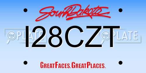 I28CZT South Dakota License Plate