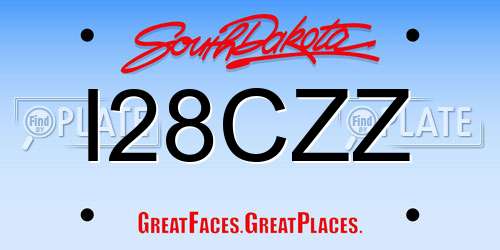 I28CZZ South Dakota License Plate