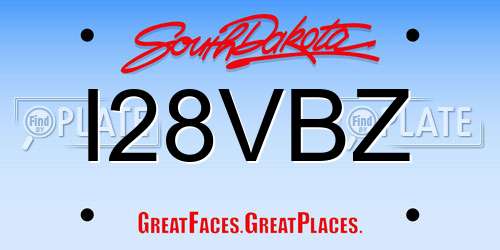 I28VBZ South Dakota License Plate