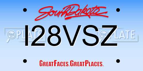 I28VSZ South Dakota License Plate