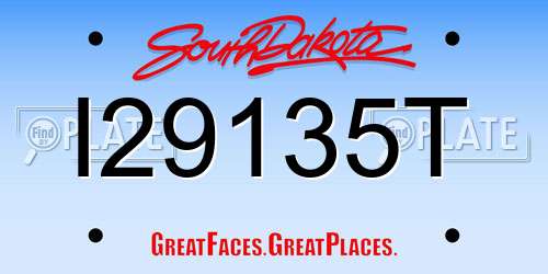 I29135T South Dakota License Plate