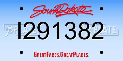 I291382 South Dakota License Plate