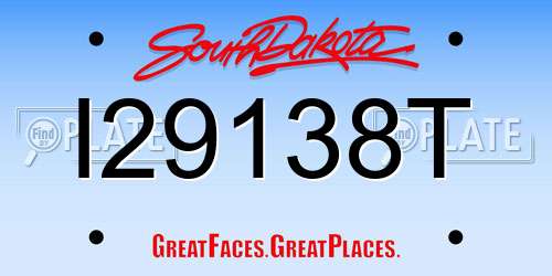 I29138T South Dakota License Plate