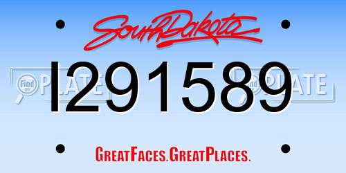 I291589 South Dakota License Plate