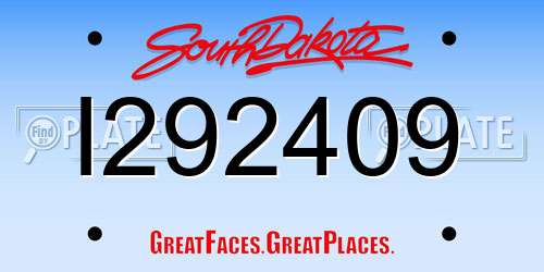 I292409 South Dakota License Plate