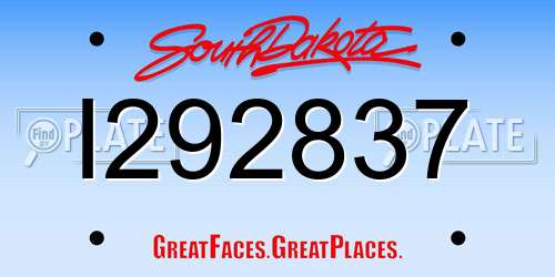 I292837 South Dakota License Plate