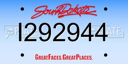 I292944 South Dakota License Plate