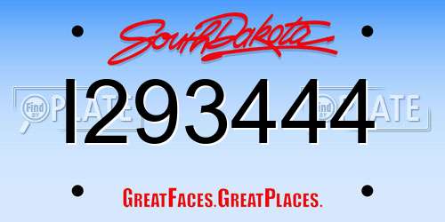 I293444 South Dakota License Plate