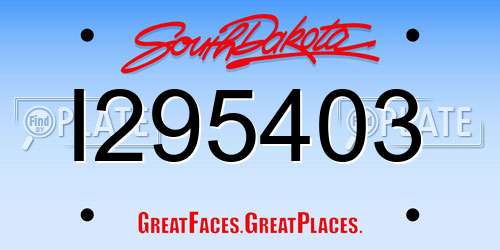 I295403 South Dakota License Plate