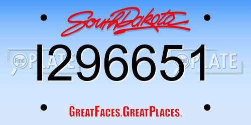 I296651 South Dakota License Plate