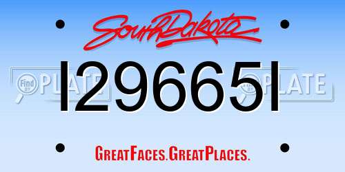 I29665I South Dakota License Plate
