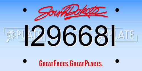 I29668I South Dakota License Plate