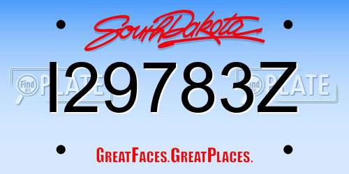 I29783Z South Dakota License Plate
