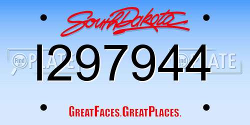 I297944 South Dakota License Plate