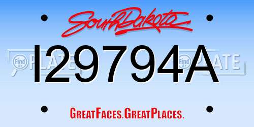 I29794A South Dakota License Plate
