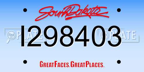 I298403 South Dakota License Plate
