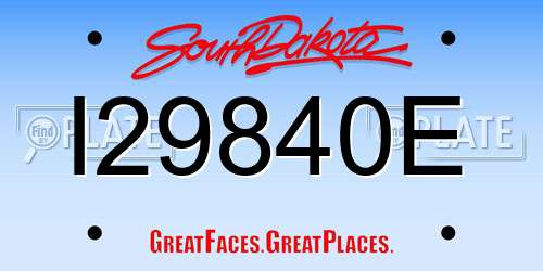 I29840E South Dakota License Plate