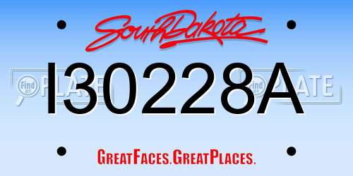 I30228A South Dakota License Plate