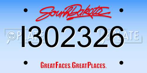 I302326 South Dakota License Plate