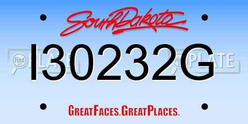 I30232G South Dakota License Plate