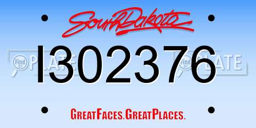I302376 South Dakota License Plate