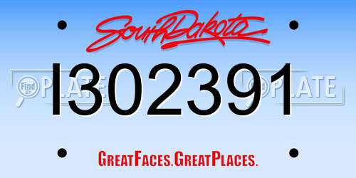 I302391 South Dakota License Plate