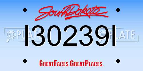 I30239I South Dakota License Plate