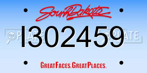 I302459 South Dakota License Plate