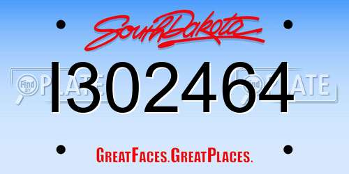 I302464 South Dakota License Plate