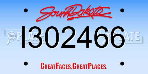 I302466 South Dakota License Plate