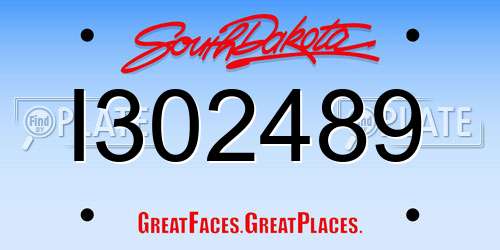 I302489 South Dakota License Plate