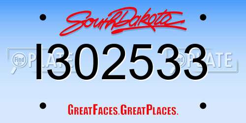 I302533 South Dakota License Plate