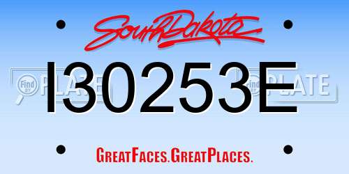 I30253E South Dakota License Plate