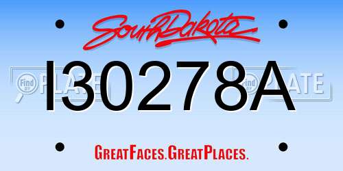 I30278A South Dakota License Plate
