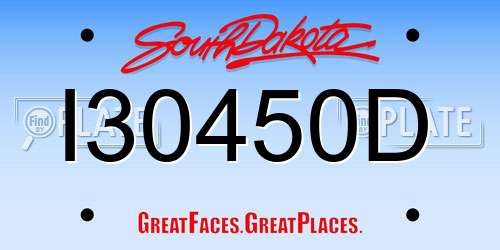 I30450D South Dakota License Plate