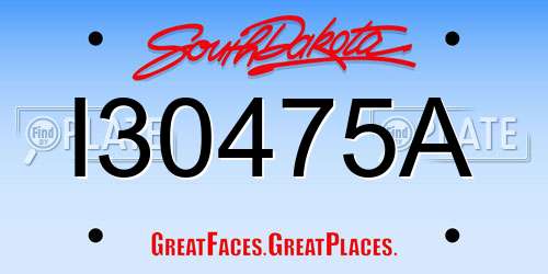 I30475A South Dakota License Plate