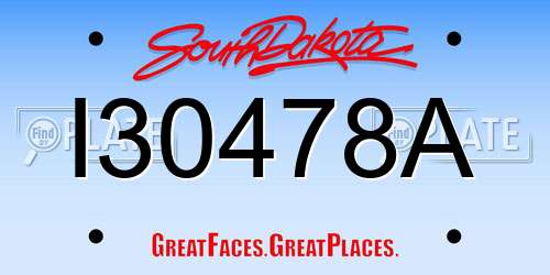 I30478A South Dakota License Plate