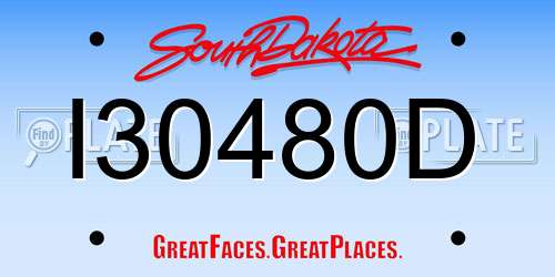 I30480D South Dakota License Plate