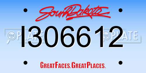 I306612 South Dakota License Plate
