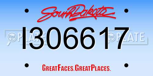 I306617 South Dakota License Plate