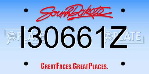 I30661Z South Dakota License Plate