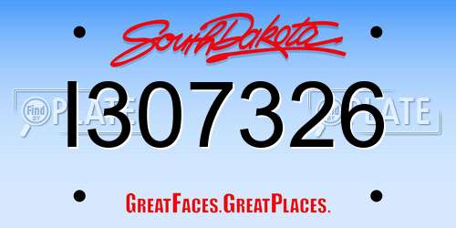 I307326 South Dakota License Plate