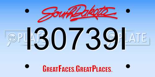 I30739I South Dakota License Plate