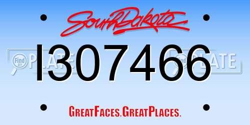 I307466 South Dakota License Plate