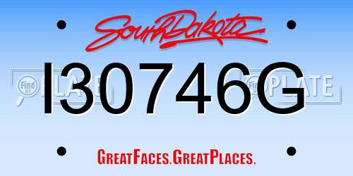 I30746G South Dakota License Plate