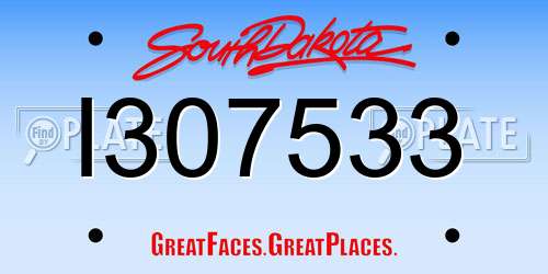 I307533 South Dakota License Plate