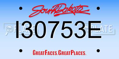 I30753E South Dakota License Plate