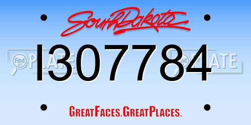 I307784 South Dakota License Plate