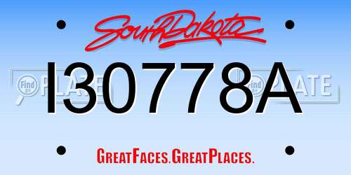 I30778A South Dakota License Plate
