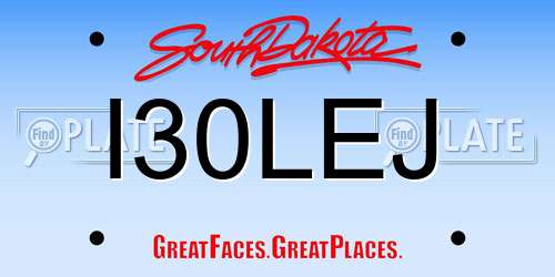 I30LEJ South Dakota License Plate